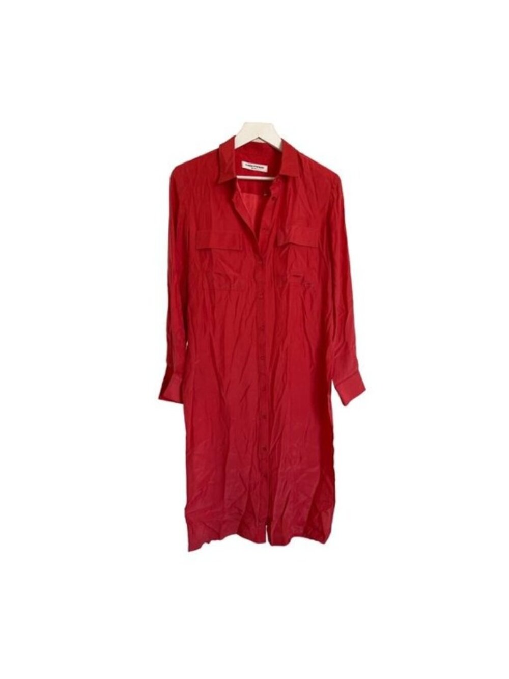Amanda Uprichard Red Button Down Tunic With High Side Slits